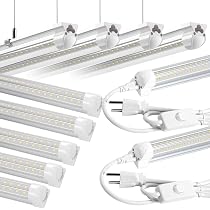 VShape 8FT LED Shop Lights, 100W Super Bright (13000LM, 6000K White), Linkable Fixtures For Garage & Workshop, 4-Pack
