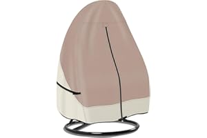 Porch Shield Patio Hanging Egg Chair Cover - 600D Waterproof Outdoor Single Seat Wicker Swing Egg Chair with Stand Protector, Light Tan & Khaki