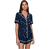 Eberjey Gisele Printed The Relaxed Short PJ Set for Women - Short Sleeves, All Over Polka Dots and Classic Folded Collar