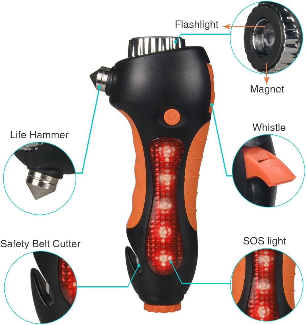 Siivton Car Safety Hammer, 6 in 1 Auto Emergency Escape Tool with Window Breaker, Seatbelt Cutter, LED Flashlight, Whistle & Alarm Lamp Life Saving Rescue Kit for Cars, All Vehicles: Automotive