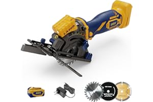 EASTYLE Mini Circular Saw Compatible with DeWalt 20V Max Battery,3-1/2" Brushless Cordless Round Saw Kit w/4Ah Battery & 1.5A Charger,Laser Guide,3200 RPM,Ideal for Wood,PVC,Metal