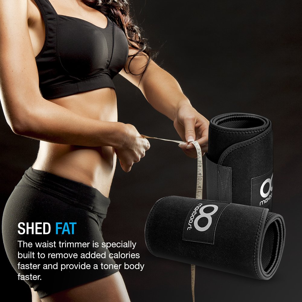 Waist Trimmer, Maxboost Premium Weight Loss Ab Belt for Men & Women [Black, Classic Medium