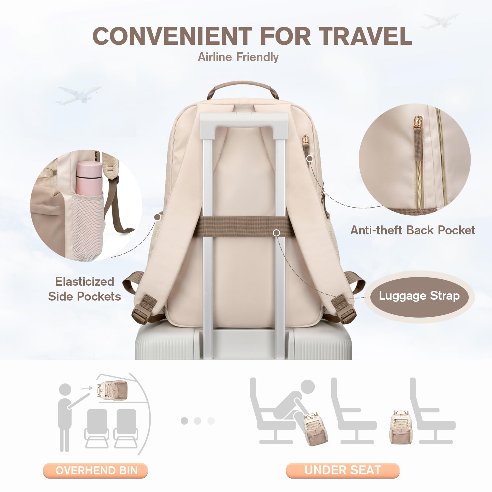 VNINE Laptop Backpack for Women College Backpacks Laptop Bookbag carry on Laptop Bag for Adult Women with Computer Bags Laptop Compartment