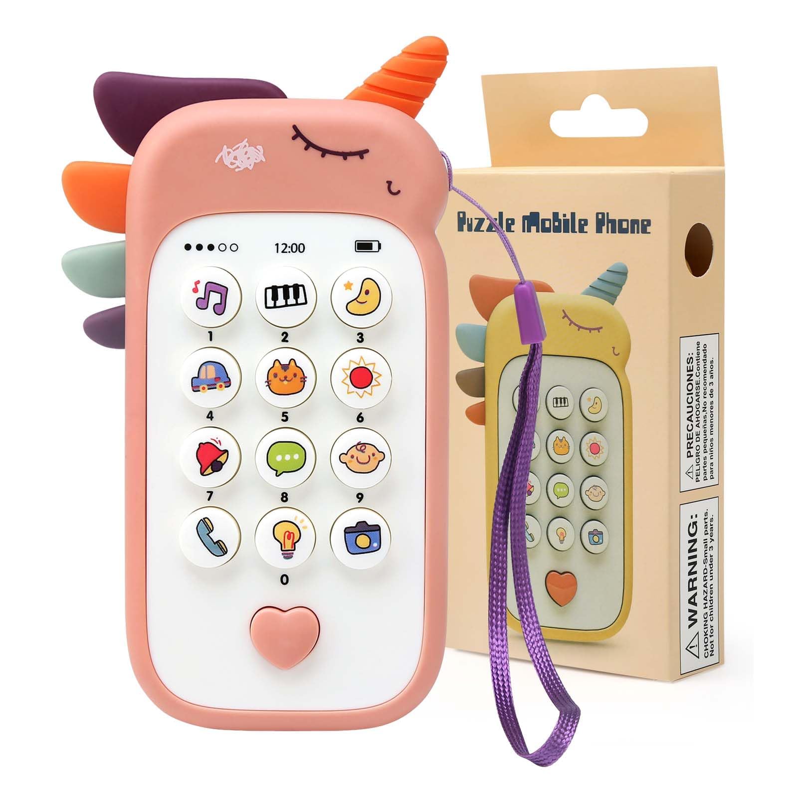 Bambebe Baby Phone Toys for 1 Year Old Boys Girls Gifts, Musical Sounds Toys for Babies12-18 Months, Interactive Baby Cell Phone Toy with Early Education & Music(Pink)