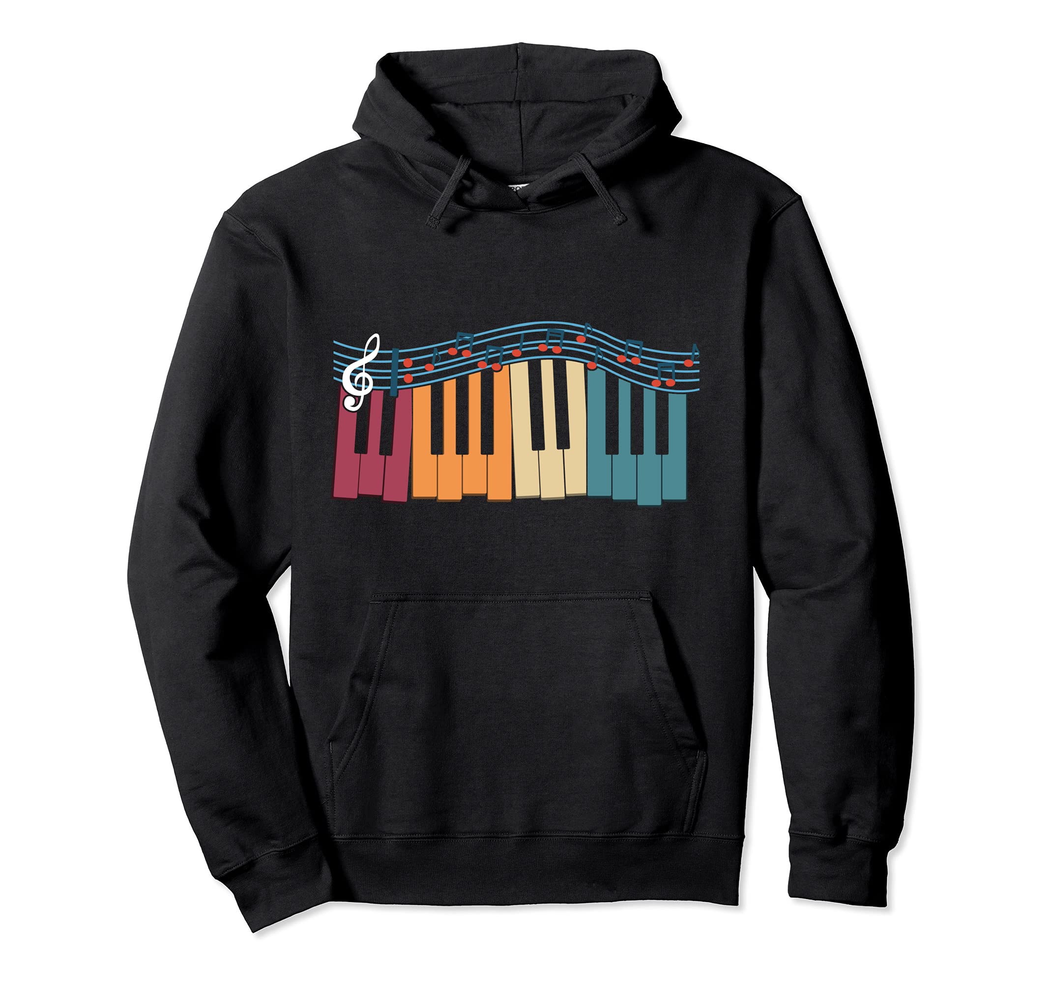 Treble Clef Keyboard Pianist Retro Musical Instrument Piano Pullover Hoodie