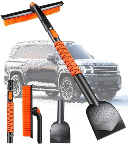 HEEYA 2 Pack Ice Scraper And Brush For Car, Extendable Snow Brush And Ice Scraper For Car Windshield Window, Car Snow Scraper And Brush With Foam Grip For SUV Truck Automobile Vehicle - View #2