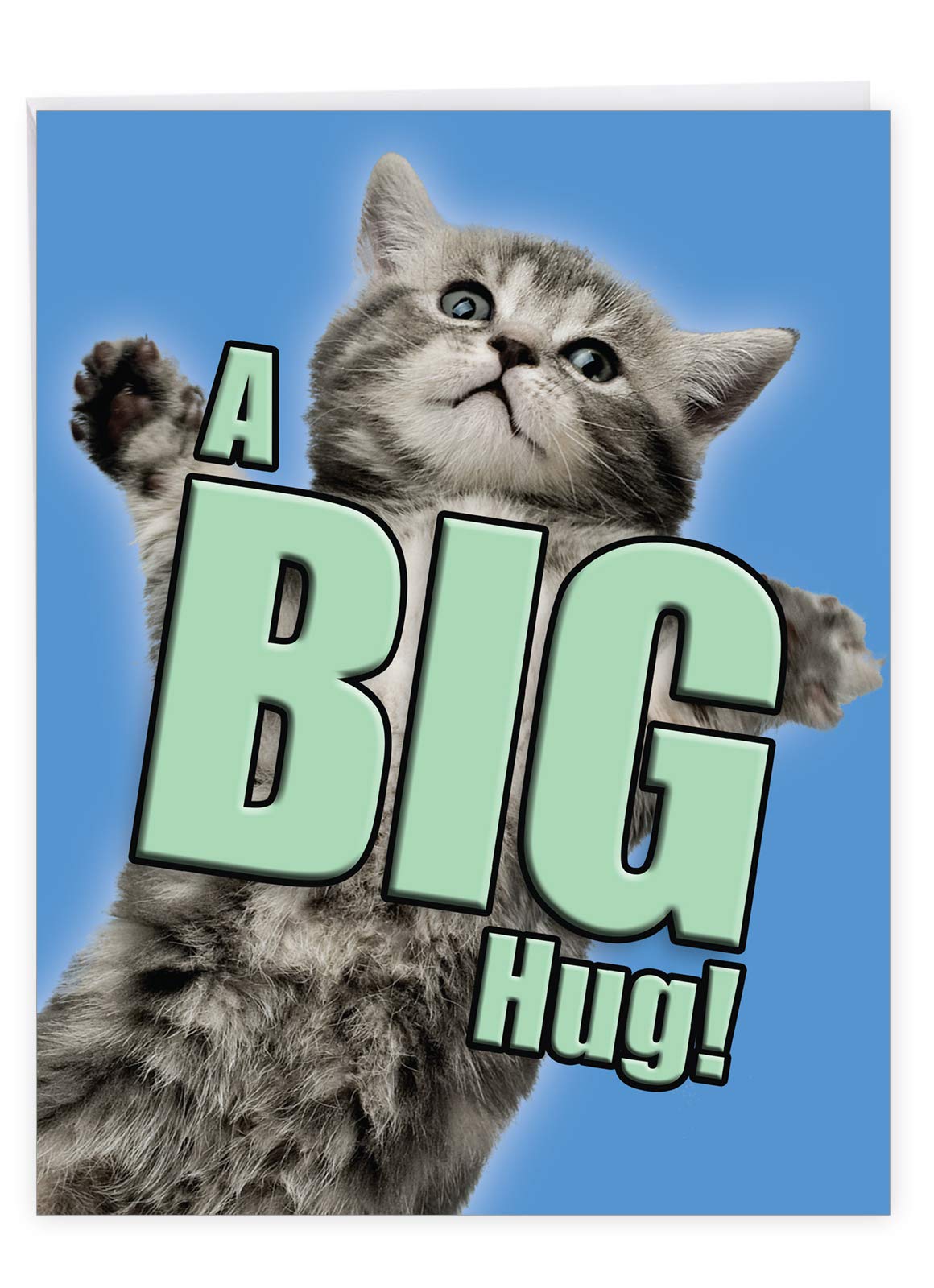 The Best Card Company - Big Get Well Pussycat Greeting Card 8.5 x 11 Inch with Envelope (1 Pack) Oversize Jumbo Cat A Big Hug J6614AGWG