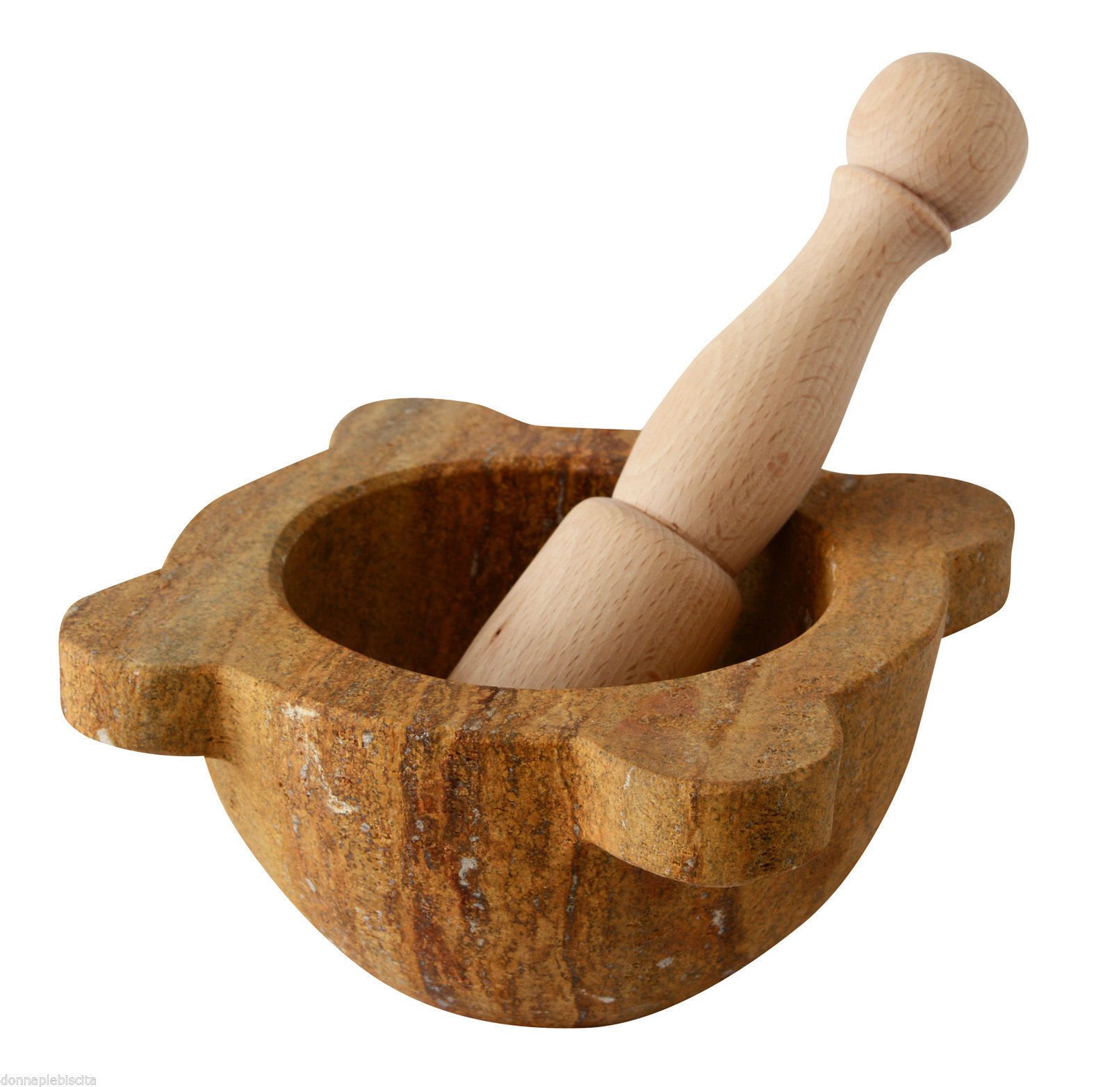 Buy Vintage in Travertine Mortar with Pestle Kitchen Wood Big Marble