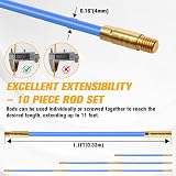 Poweka 16ft Fiberglass Fish Tape Electrical Cable Puller Kit 10 Poles 3/16" view 4