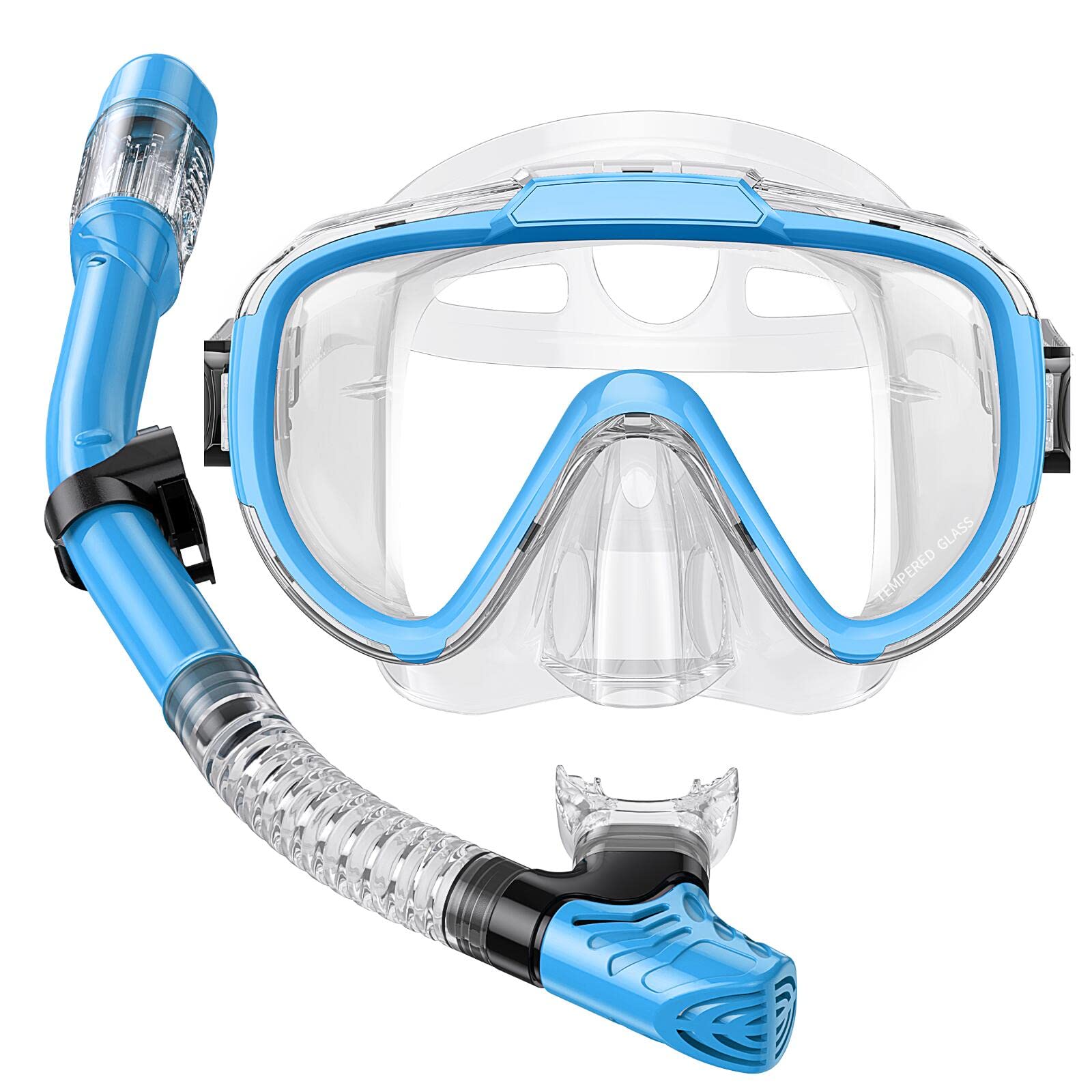Photo 1 of Seovediary Snorkel Set Adults Snorkeling Gear Anti-Fog Panoramic View Swim Mask Dry Top Snorkel Kit with Carry Bag for Snorkeling Scuba Diving Swimming Travel