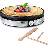 Gourmia 12” Crepe Maker – Nonstick Electric Griddle for Pancakes, Omelets & More, Precise Temp Control with Indicator Lights,