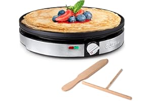 Gourmia 12” Crepe Maker – Nonstick Electric Griddle for Pancakes, Omelets & More, Precise Temp Control with Indicator Lights,