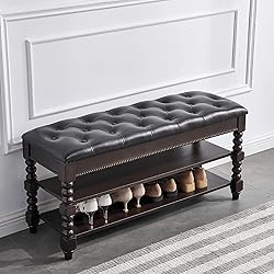 LEILISI Shoe Bench, Shoe Storage Bench with Cushion