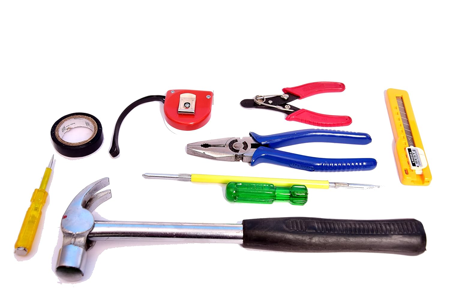Hand Tool Kit, Plier, Screwdriver, Wire Cutter, Measuring Tape , hammer