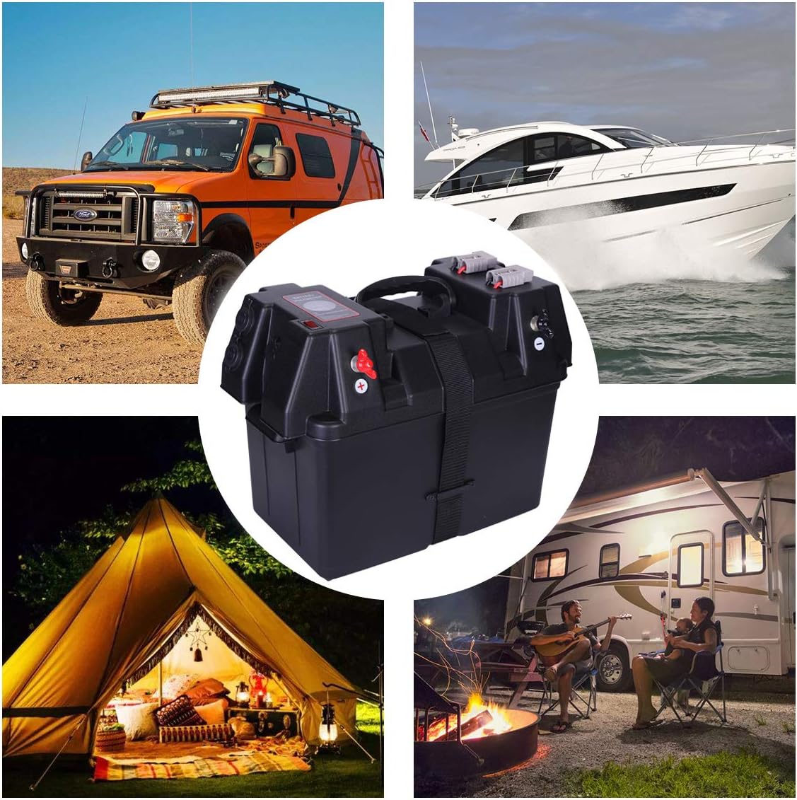 Homeon Wheels Battery Terminal Connectors 3 8 Positive Negative For Marine Boat Van Vehicle Motorhome 2 Pack Pb 22 Automotive Replacement Parts