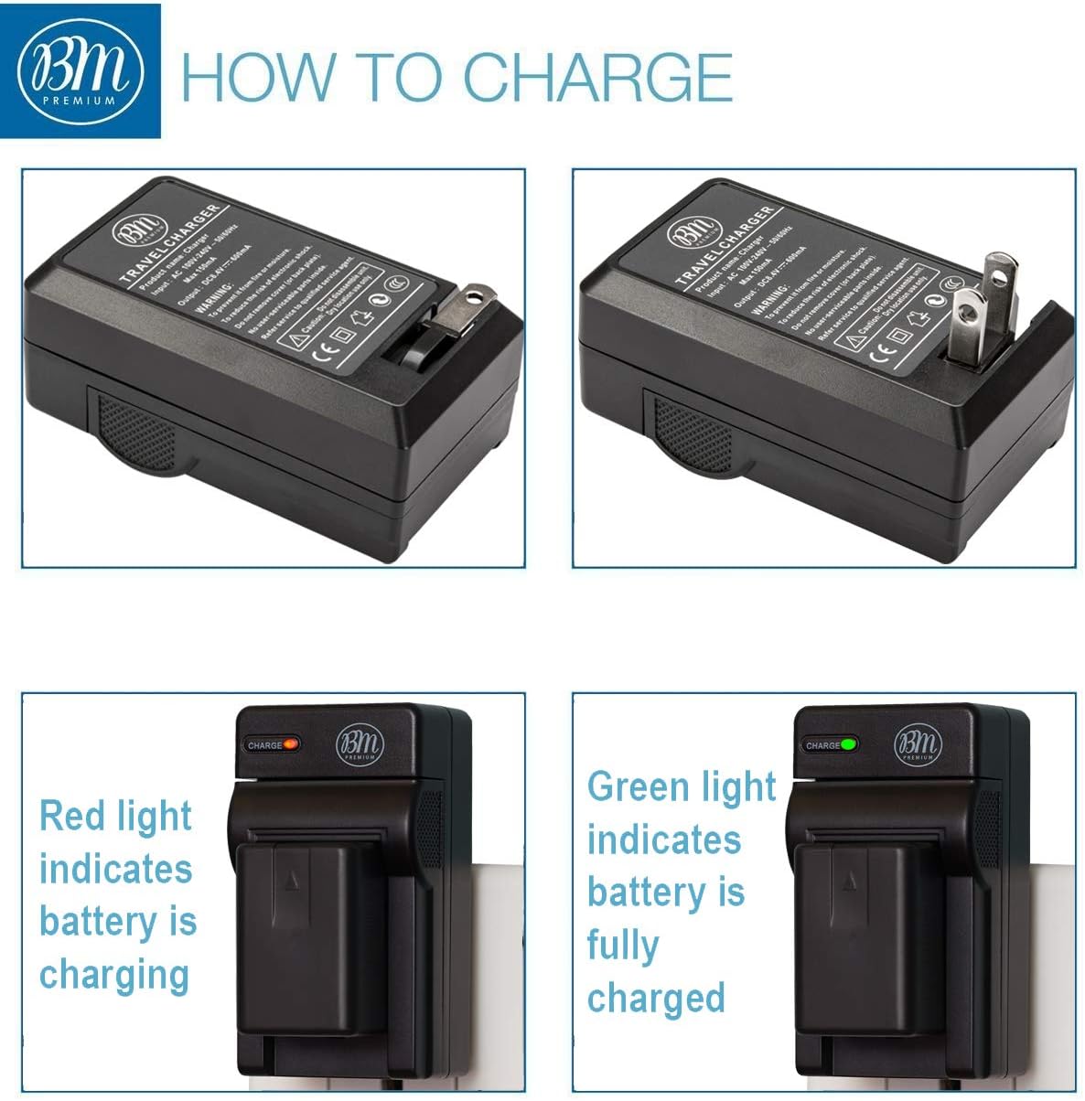 BM Premium 2-Pack of VW-VBT190 Batteries and Battery Charger for Panasonic HC-V800K, HC-VX1K, HC-WXF1K, HCV520, HC-V550, HCV710, HCV720, HC-V750, HC-V770, HC-VX870, HC-VX981, HC-W580, HC-W850, HCWXF99 : Camera & Photo