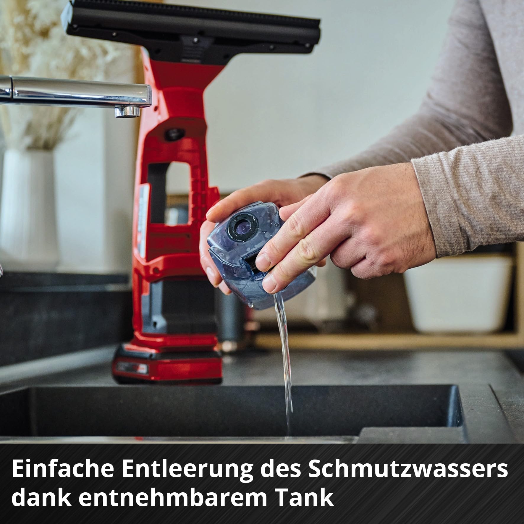 Einhell Akku-Fensterreiniger BRILLIANTO Power X-Change (18 V, 28 cm Lange Saugdüse, streifenfreie Reinigung, inkl. Sprühflasche mit Mikrofasertuch, ohne Akku) 8
