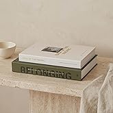 Beautiful Decorative Books - Set of 2 Boxes Enhance Your Coffee Table, Bookshelf or Mantel Shelf Decor - Aesthetic Fake/Faux Books for Modern Home Decoration, Photo Storage and as a Keepsake Box