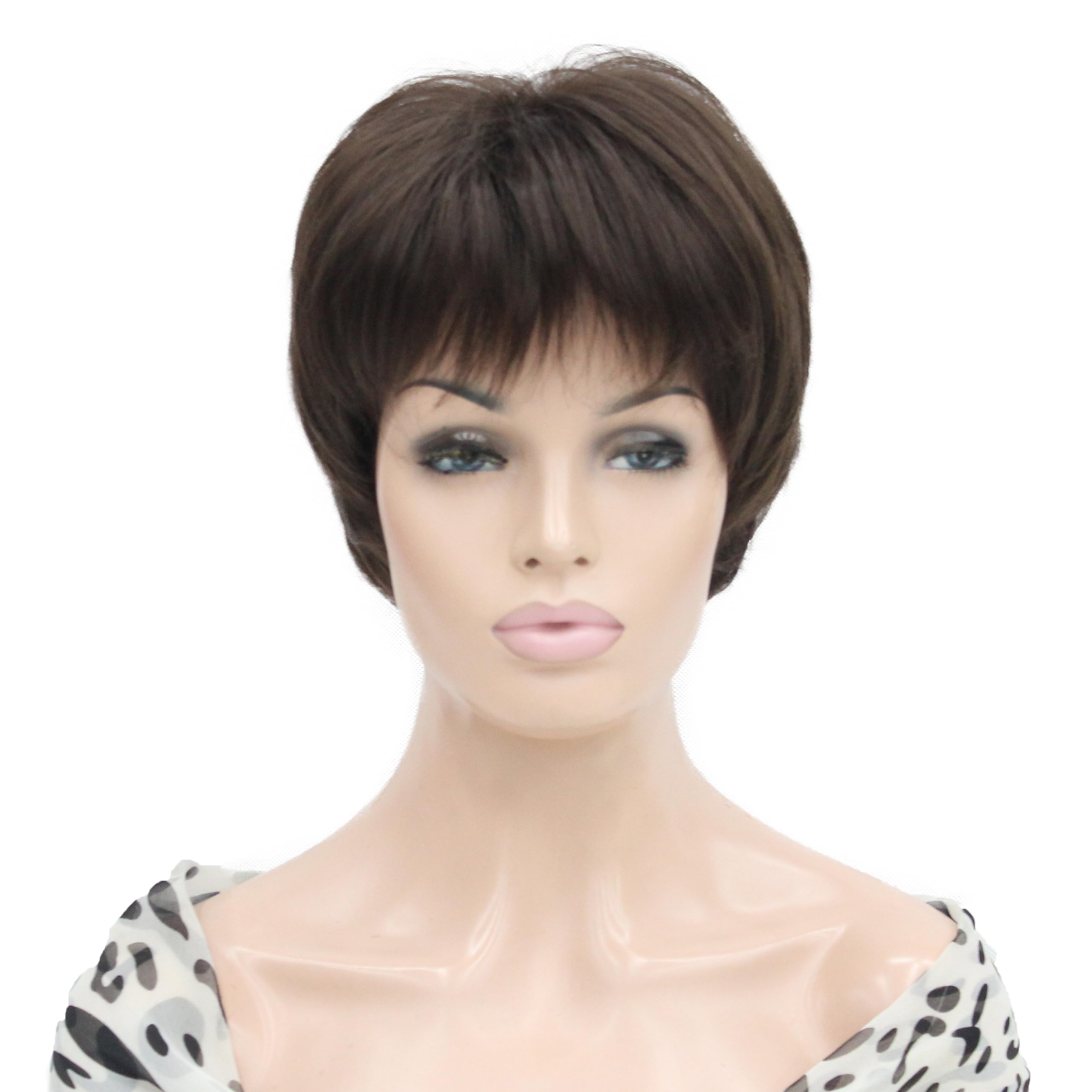 Lydell Short Layered Shaggy Full Heat Resistant Synthetic Wigs Chestnut Brown