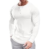 Muscle Cmdr Men's Stretch Henley T Shirts Slim Fit Short & Long Sleeve Casual Stylish Tee Business Top