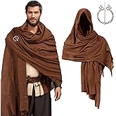 Post Apocalyptic Medieval Hooded Shawl Scarf Cowl Renaissance Cloak with Hood for Men Viking Cape Costume Accessories