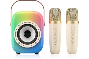 MOYU Mini Karaoke Machine for Kids: Portable Bluetooth Speaker Set with Two Wireless Microphones & Flowing Light Gifts for Girls Boys Toddler Adults Home Party