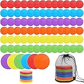 PEDOBALI 78 Pcs TPE Floor Spot Markers Dots with Drawstring Bag Flat Marking Equipment Non Slip Dance Spot Marker Dot for Gym