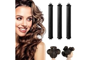 CUSPRTM Heatless Curling Rods, 3PCS Heatless Curls Overnight Flexi Rods with Hook, No Heat Curlers to Sleep In, Overnight Heatless Curls Rods for Blowout, Hair Styling Tool for Overnight (3PCS-Black)