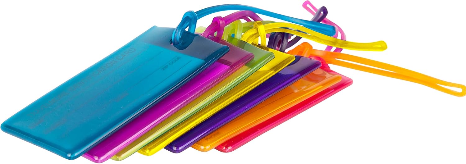  | 7 Pack TravelMore Luggage Tags For Suitcases, Flexible Silicone Travel ID Identification Labels Set For Bags & Baggage - Multi Color Pack | Luggage Tags