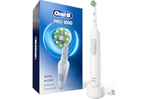 Oral-B Pro 1000 Electric Toothbrush, White, Rechargeable Power Toothbrush with 1 Brush Head