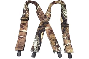 MENDENG Camo Suspenders for Men Heavy Duty Clips Hunting Work Adjustable Braces
