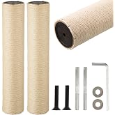2 Root Cat Scratching Post Replacement 17.72x3.54 Cat Tree Scratch Post Replacement Natural Sisal Pole Cat Scratch Post Refill Pole Part with M8 Screws for Kitten Tree Tower Cat Furniture Accessories