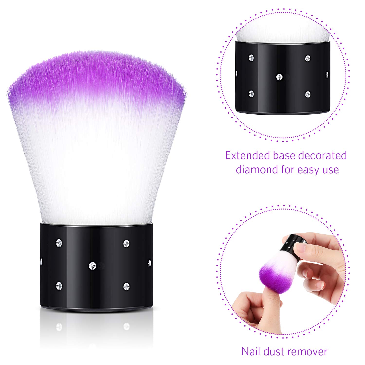 4 Pieces Nail Art Dust Brush Soft Nail Art Dust Remover Powder Cleaner Kabuki Brushes Makeup Powder Blush Brushes Nail Art Tools (Pink, Purple): Beauty