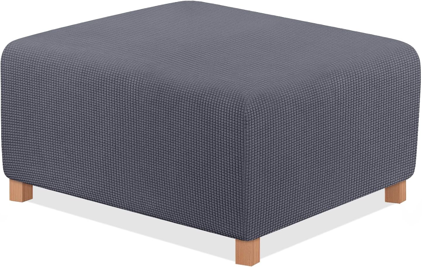 Slipcovers - TAOCOCO Ottoman Cover Rectangular Storage Ottoman Slipcover Stretch Footrest Stool Covers Furniture Protectors Spandex Jacquard Fabric with Elastic Band Dark Grey