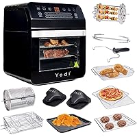 Yedi Total Package Air Fryer Oven XL, 12.7 Quart, Deluxe Accessory Kit, Recipes, BPA-Free, Auto Shutoff, Black