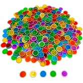 JUNWRROW 5 Color Magnetic Bingo Chips, 300 Pieces Transparent Counting Chips with Smooth Metal Edge for Bingo Game, Math Teaching