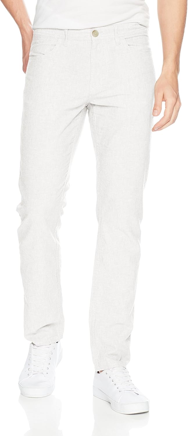 Perry Ellis Men's Slim Fit Solid Linen Cotton Pant at  Men’s Clothing store