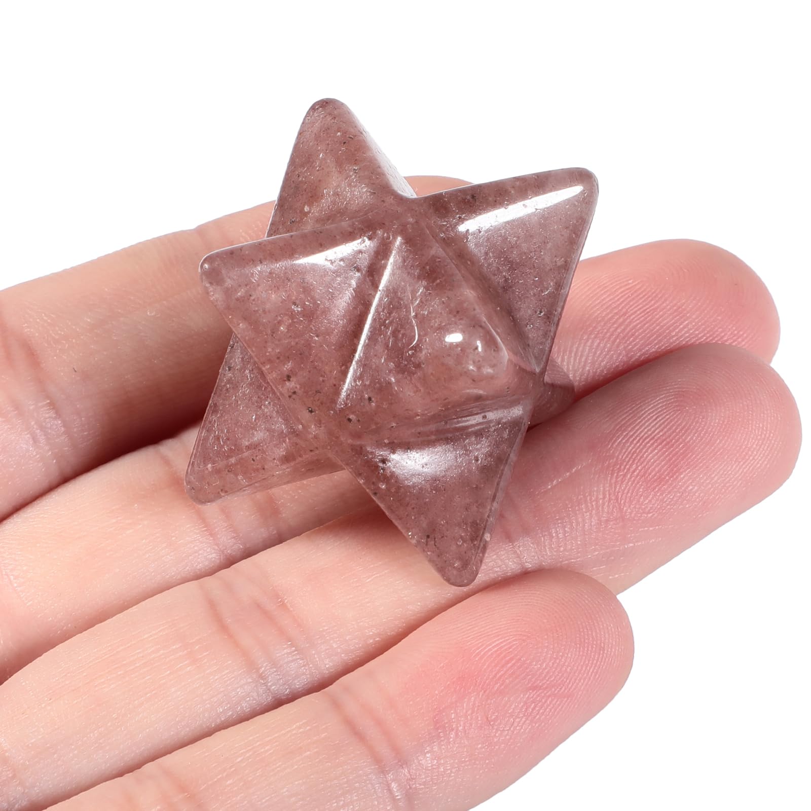 Lovionus89 Natural Strawberry Quartz Merkaba Crystal Protection Sacred Meditation Energy Generator Healing Chakra Six-pointed Star 1 Inch