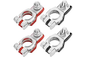 CCHRN 2PCS Battery Terminals, Tinned Copper Auto Positive & Negative Battery Terminal Clamp Set with Plastic Bottoms, Car Top
