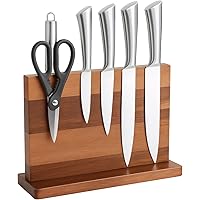 Fohil Magnetic Knife Block Without Knives, 12 Inch Wood Magnetic Knife Holder, Wooden Universal Knife Stand for Cutlery Displ
