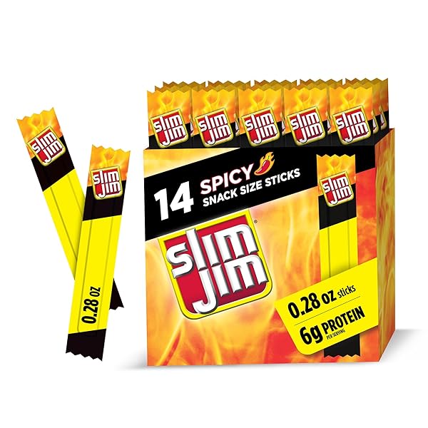 SLIM JIM SMOKED MEAT STICKS, SPICY FLAVOR, 6G...