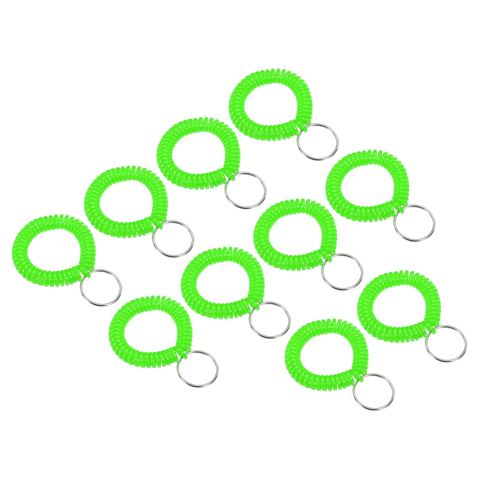 PATIKIL Spiral Wrist Coil Keychain, 10 Pack Plastic Stretchable Wristband Wristlet Key Ring Holder for Outdoor Sport Gym Pool Sauna, Light Green