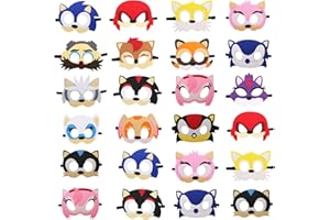 SSZS 24 Packs Hedgehog Mask Felt Party Favors for Kid, Hedgehog Themed Party Supplies Dress Up Masks Photo Booth Prop Cartoon Character Cosplay Birthday Gift for Children Boys Girls
