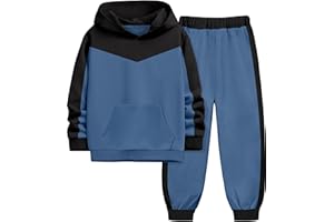 Doumlop Boys Clothes Long Sleeve Hoodie and Pants Color Block Sweatsuits 2 Piece Boy Fall Winter Outfits Set 5-10T
