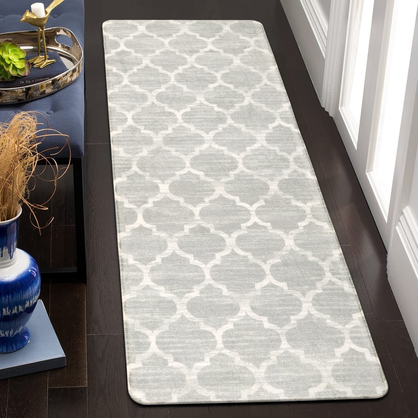 Photo 1 of Lahome Moroccan Washable Runner Rug, 2x6 Kitchen Runners Non Slip Grey Runners for Hallways, Throw Rugs and Mats for Laundry Room, Carpet Runner Rugs for Hallway Entryway Bathroom Area Rugs