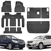 Floor Mats & Cargo Liner Fit for Chevy Traverse 2009-2017 & for Buick Enclave 2008-2017(7 Seats),All Weather Protection,Anti-Slip TPE Floor Mats for Enclave & Traverse Accessories