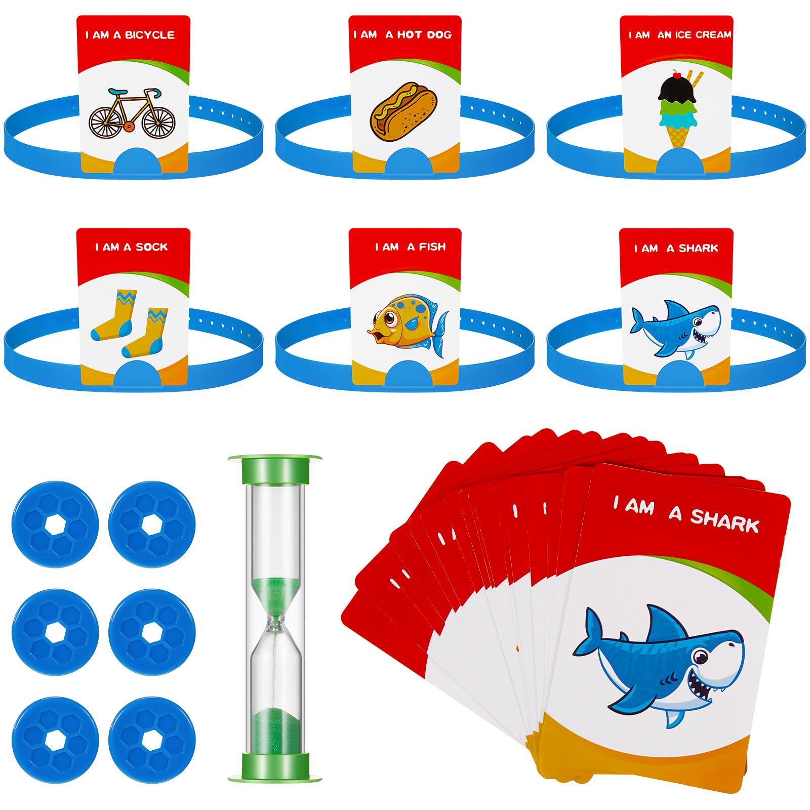 Photo 1 of Sumind Headband Game Fun Heads Up Guessing Game Quick Question Cards Set Includes Headbands, Picture Cards, Scoring Coins, Sand Clock(Cute Style)