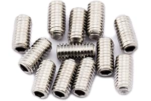 Musiclily Pro Metric M3x6mm Stainless Steel Saddle Height Screws for Imported Electric Guitar Bass Bridge, Original Color (Se