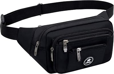 Ariineer Waterproof Bum Bags Men Women Black Running Hiking Waist Pack