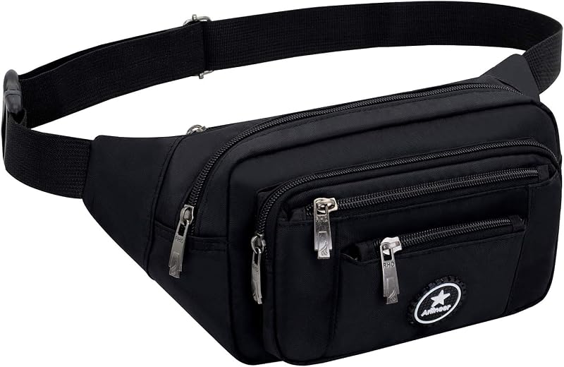 Ariineer Waterproof Bum Bags Men Women Black Running Hiking Waist Pack